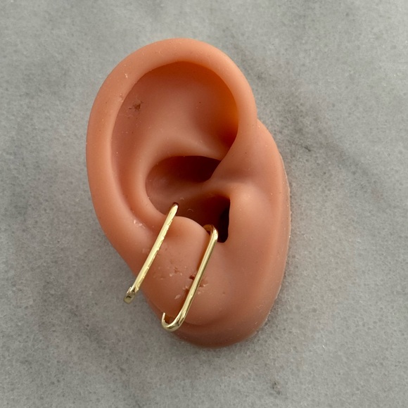 Modest Lu Jewelry - Gold Solid Suspender Cuff Huggie Earrings
Brand New